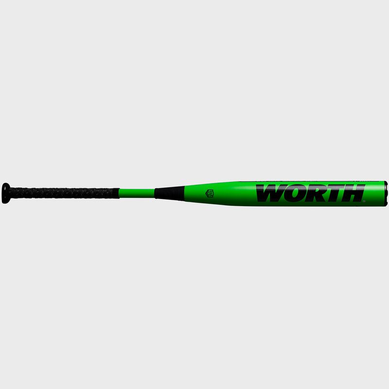 A green Mach Cobra Jet XL endload USA bat with a black Worth logo - SKU: WM21MA loading=